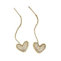 1 Pair Elegant Sweet Heart Shape Plating Copper Gold Plated Drop Earrings main image 3