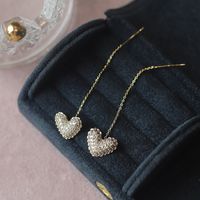 1 Pair Elegant Sweet Heart Shape Plating Copper Gold Plated Drop Earrings main image 2