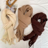 Women's Simple Style Commute Solid Color Imitation Cashmere Tassel Scarf main image 1