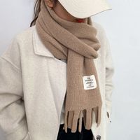 Women's Simple Style Commute Solid Color Imitation Cashmere Tassel Scarf sku image 2