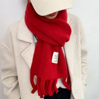 Women's Simple Style Commute Solid Color Imitation Cashmere Tassel Scarf sku image 4