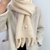 Women's Simple Style Commute Solid Color Imitation Cashmere Tassel Scarf sku image 1