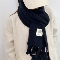 Women's Simple Style Commute Solid Color Imitation Cashmere Tassel Scarf sku image 3