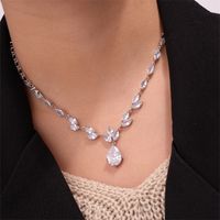 Luxurious Water Droplets Copper Zircon Necklace Jewelry Set In Bulk main image 6