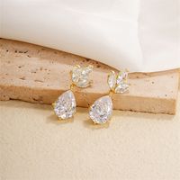 Luxurious Water Droplets Copper Zircon Necklace Jewelry Set In Bulk main image 8