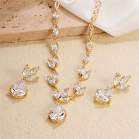 Luxurious Water Droplets Copper Zircon Necklace Jewelry Set In Bulk main image 9