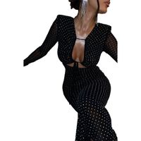 Women's Sequin Dress Classic Style Streetwear Collarless Diamond Long Sleeve Solid Color Maxi Long Dress Nightclub Bar main image 4