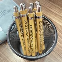 1 Set Solid Color Class Learning Wood Simple Style Classic Style Ballpoint Pen main image 5