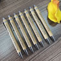 1 Set Solid Color Class Learning Wood Simple Style Classic Style Ballpoint Pen main image 4