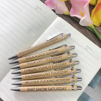 1 Set Solid Color Class Learning Wood Simple Style Classic Style Ballpoint Pen main image 3