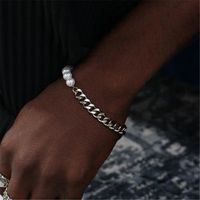 Streetwear Color Block Artificial Pearl Alloy Beaded Plating Unisex Bracelets Necklace sku image 1