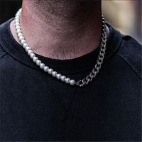 Streetwear Color Block Artificial Pearl Alloy Beaded Plating Unisex Bracelets Necklace sku image 3