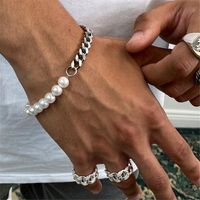 Streetwear Color Block Artificial Pearl Alloy Beaded Plating Unisex Bracelets Necklace main image 4
