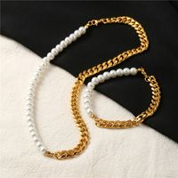 Streetwear Color Block Artificial Pearl Alloy Beaded Plating Unisex Bracelets Necklace main image 5