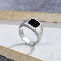 Retro Square Titanium Steel Inlay Artificial Gemstones Rings main image 3