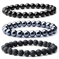 Ethnic Style Solid Color Natural Stone Agate Beaded Bracelets sku image 9