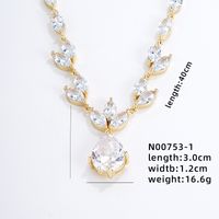 Luxurious Water Droplets Copper Zircon Necklace Jewelry Set In Bulk sku image 3