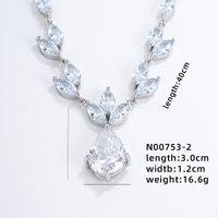 Luxurious Water Droplets Copper Zircon Necklace Jewelry Set In Bulk sku image 2