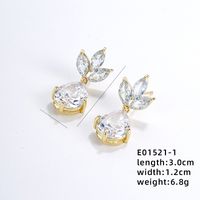 Luxurious Water Droplets Copper Zircon Necklace Jewelry Set In Bulk sku image 1
