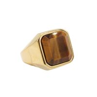 Simple Style Square Titanium Steel Inlay Artificial Gemstones Men's Rings main image 3