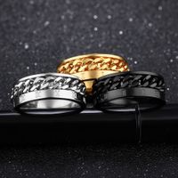 Simple Style Roman Numeral Chains Print Titanium Steel Plating Men's Rings main image 1