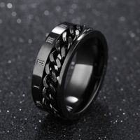 Simple Style Roman Numeral Chains Print Titanium Steel Plating Men's Rings main image 2