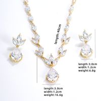 Luxurious Water Droplets Copper Zircon Necklace Jewelry Set In Bulk sku image 4