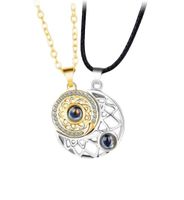 Romantic Star Moon Alloy Plating Inlay Artificial Gemstones Couple Pendant Necklace sku image 4