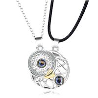Romantic Star Moon Alloy Plating Inlay Artificial Gemstones Couple Pendant Necklace main image 1