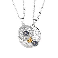 Romantic Star Moon Alloy Plating Inlay Artificial Gemstones Couple Pendant Necklace main image 3