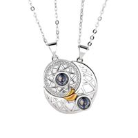 Romantic Star Moon Alloy Plating Inlay Artificial Gemstones Couple Pendant Necklace sku image 3