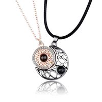 Romantic Star Moon Alloy Plating Inlay Artificial Gemstones Couple Pendant Necklace sku image 2