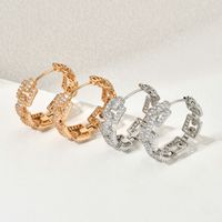 1 Paar Elegant Einfacher Stil Geometrisch Polieren Kupfer Zirkon 18 Karat Vergoldet Reif Ohrringe main image 4