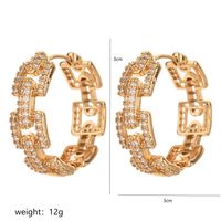 1 Paar Elegant Einfacher Stil Geometrisch Polieren Kupfer Zirkon 18 Karat Vergoldet Reif Ohrringe sku image 1