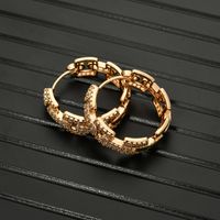 1 Pair Elegant Simple Style Geometric Polishing Copper Zircon 18K Gold Plated Hoop Earrings main image 3