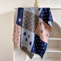 Women's Cute Color Block Polka Dots Cat Polyester Scarf sku image 2