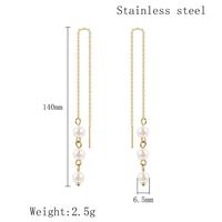 1 Pair Elegant Simple Style Round Beaded Pearl Plating 304 Stainless Steel 18K Gold Plated Ear Line main image 2