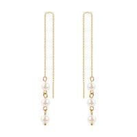 1 Paar Elegant Einfacher Stil Runden Perlen Perle Überzug Edelstahl 304 18 Karat Vergoldet Ohrlinie sku image 1