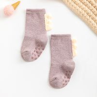 Kid's Cute Solid Color Cotton Jacquard Crew Socks 1 Set sku image 4