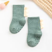 Kid's Cute Solid Color Cotton Jacquard Crew Socks 1 Set sku image 7