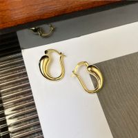 1 Pair Simple Style Water Droplets Plating Brass Hoop Earrings sku image 1