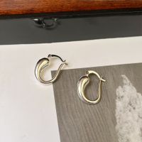 1 Pair Simple Style Water Droplets Plating Brass Hoop Earrings sku image 2