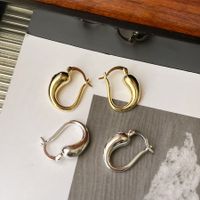 1 Pair Simple Style Water Droplets Plating Brass Hoop Earrings main image 2