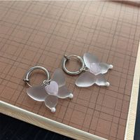 1 Pair Simple Style Butterfly Resin Titanium Steel Drop Earrings sku image 1