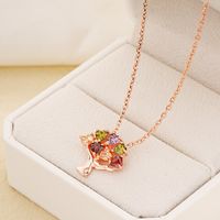 Wholesale IG Style Elegant Luxurious Life Tree 304 Stainless Steel Copper Plating Inlay Gold Plated Zircon Necklace Pendant main image 6