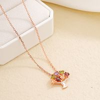 Wholesale IG Style Elegant Luxurious Life Tree 304 Stainless Steel Copper Plating Inlay Gold Plated Zircon Necklace Pendant main image 4
