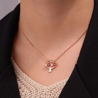Wholesale IG Style Elegant Luxurious Life Tree 304 Stainless Steel Copper Plating Inlay Gold Plated Zircon Necklace Pendant main image 3