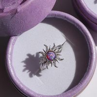 Copper Sweet Gemstone Sun Opal Rings Earrings Necklace sku image 3