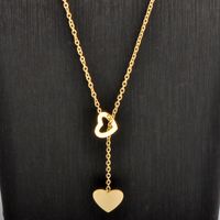 Acero Titanio Chapados en oro de 18k Estilo Vintage Enchapado Forma De Corazón Collar Colgante main image 4