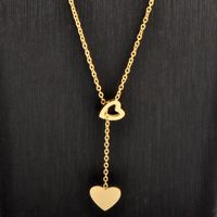 Acero Titanio Chapados en oro de 18k Estilo Vintage Enchapado Forma De Corazón Collar Colgante sku image 1